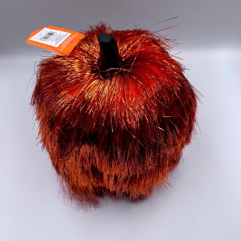 Hyde and Eek Boutique Metallic Orange Tinsel Halloween Pumpkin Decor NEW